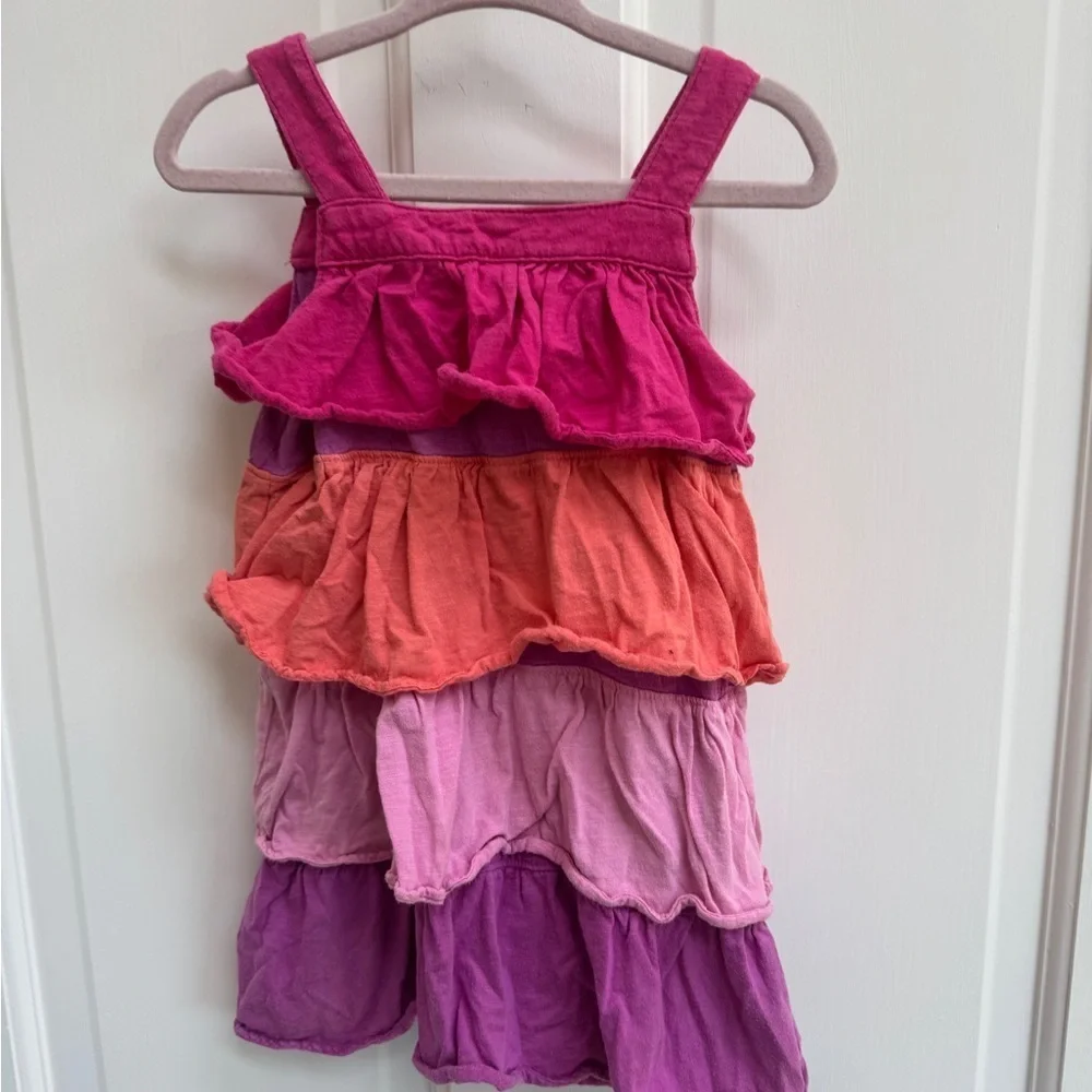 Baby Gap 2T Girls Pink Orange Purple Layered Ruffle Tank Top Sleeveless Dress